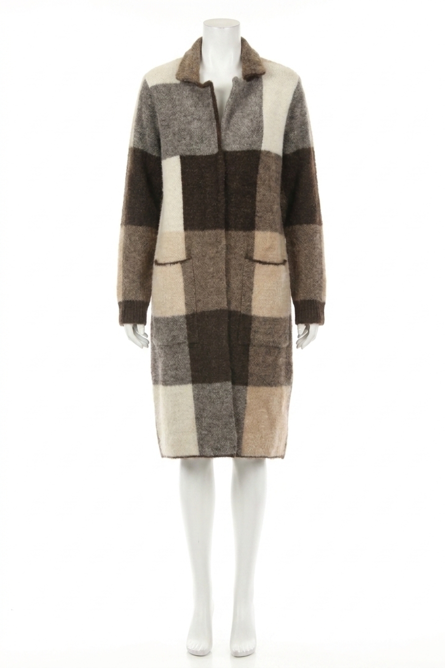 NEW JOSEPH RIBKOFF checkered feather yarn coat
